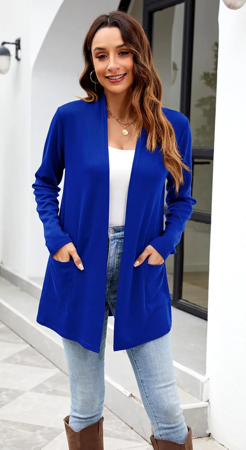 Newchoice Womens Lightweight Long Sleeve Cardigans with Pockets Casual Soft Open Front Sweater Cardigan Duster