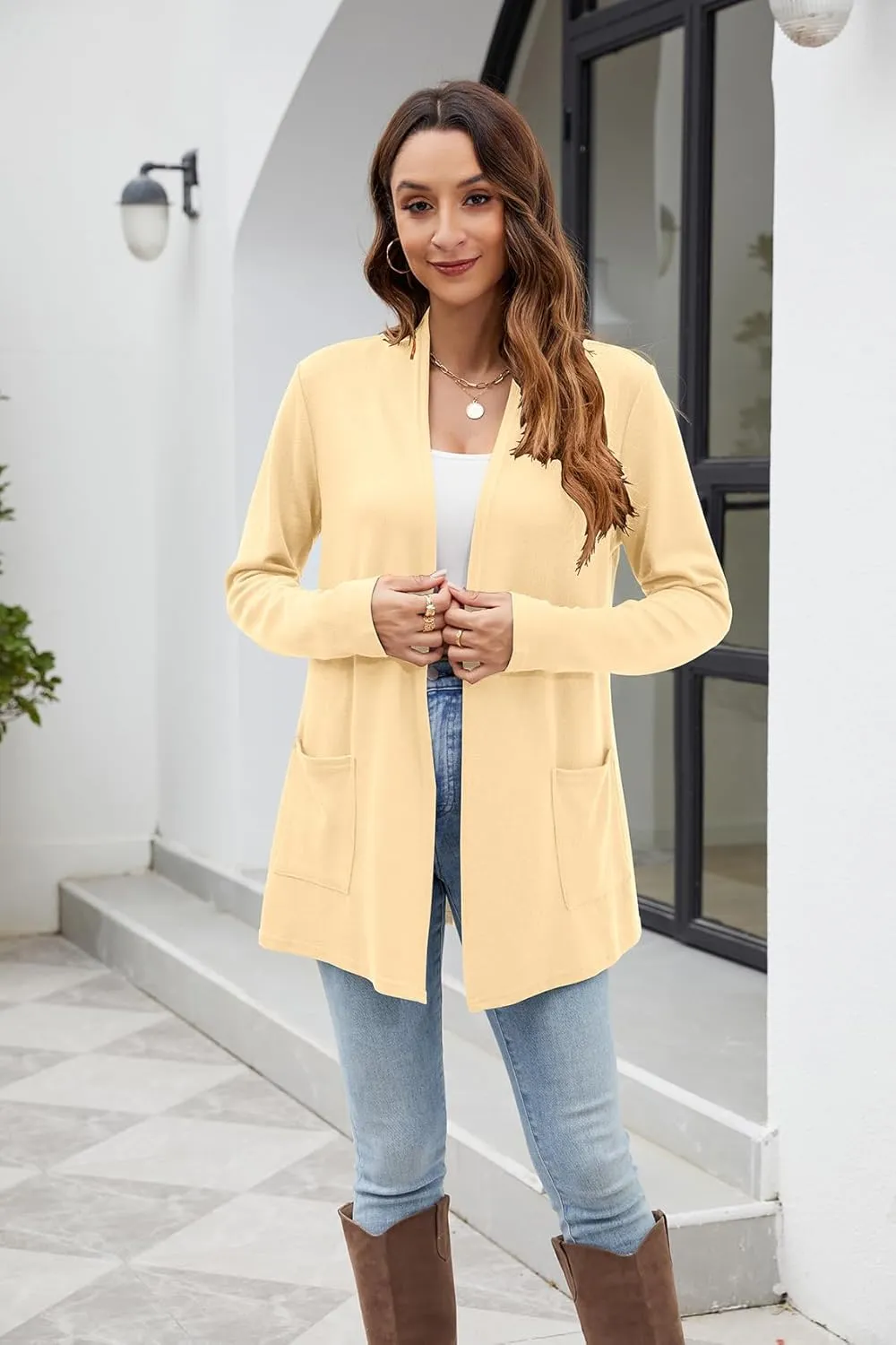 Newchoice Womens Lightweight Long Sleeve Cardigans with Pockets Casual Soft Open Front Sweater Cardigan Duster