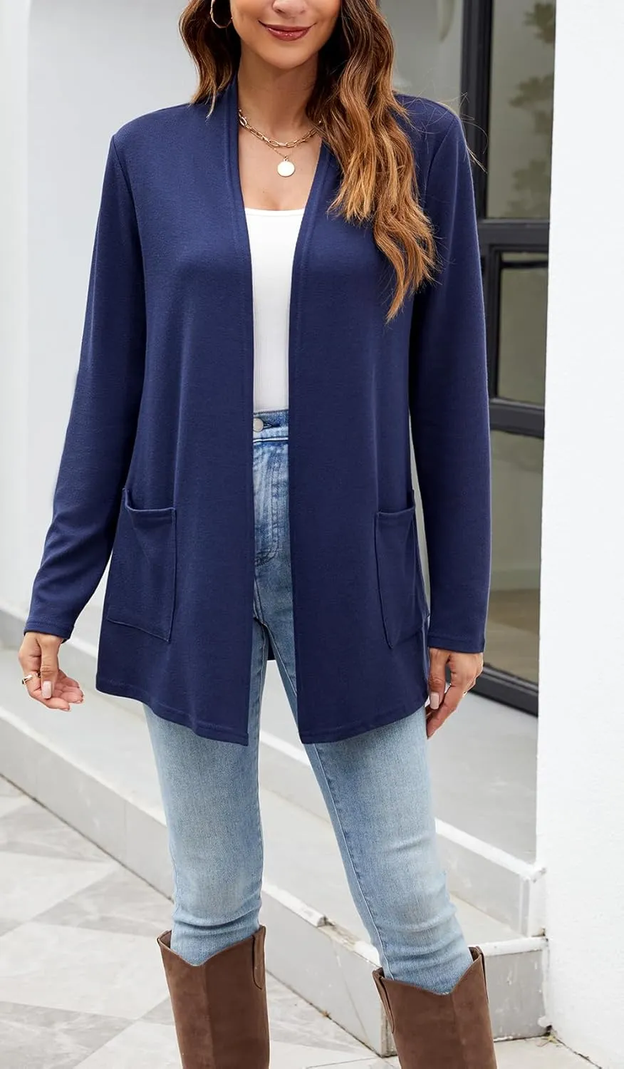 Newchoice Womens Lightweight Long Sleeve Cardigans with Pockets Casual Soft Open Front Sweater Cardigan Duster
