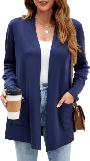 Newchoice Womens Lightweight Long Sleeve Cardigans with Pockets Casual Soft Open Front Sweater Cardigan Duster