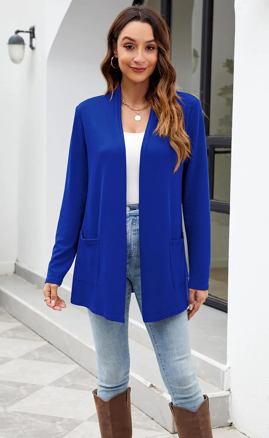 Newchoice Womens Lightweight Long Sleeve Cardigans with Pockets Casual Soft Open Front Sweater Cardigan Duster
