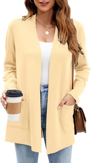 Newchoice Womens Lightweight Long Sleeve Cardigans with Pockets Casual Soft Open Front Sweater Cardigan Duster