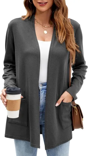 Newchoice Womens Lightweight Long Sleeve Cardigans with Pockets Casual Soft Open Front Sweater Cardigan Duster