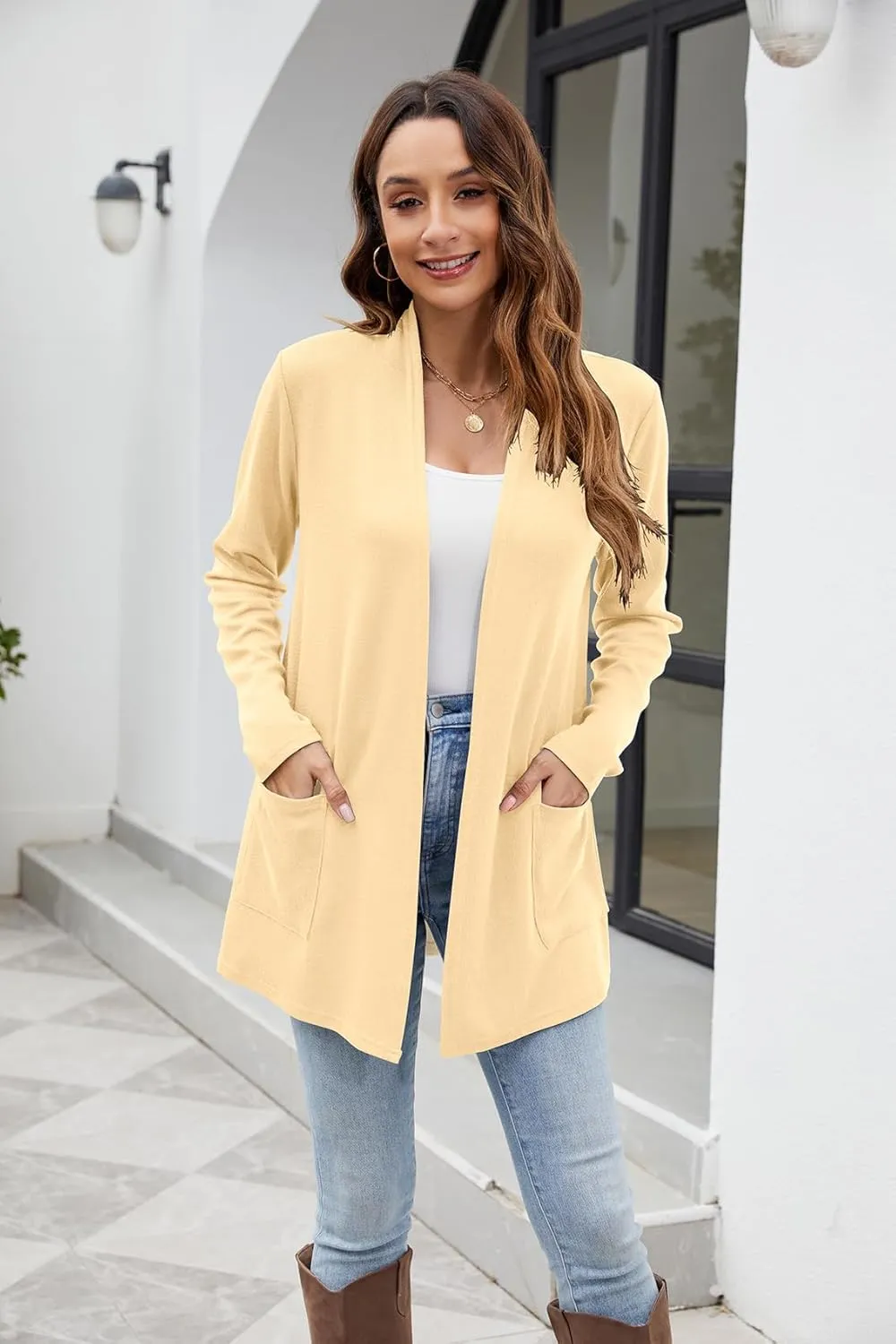 Newchoice Womens Lightweight Long Sleeve Cardigans with Pockets Casual Soft Open Front Sweater Cardigan Duster