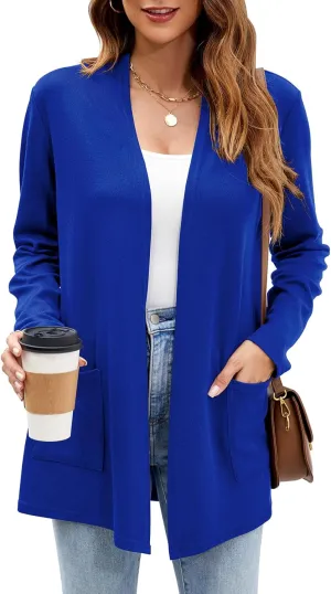 Newchoice Womens Lightweight Long Sleeve Cardigans with Pockets Casual Soft Open Front Sweater Cardigan Duster