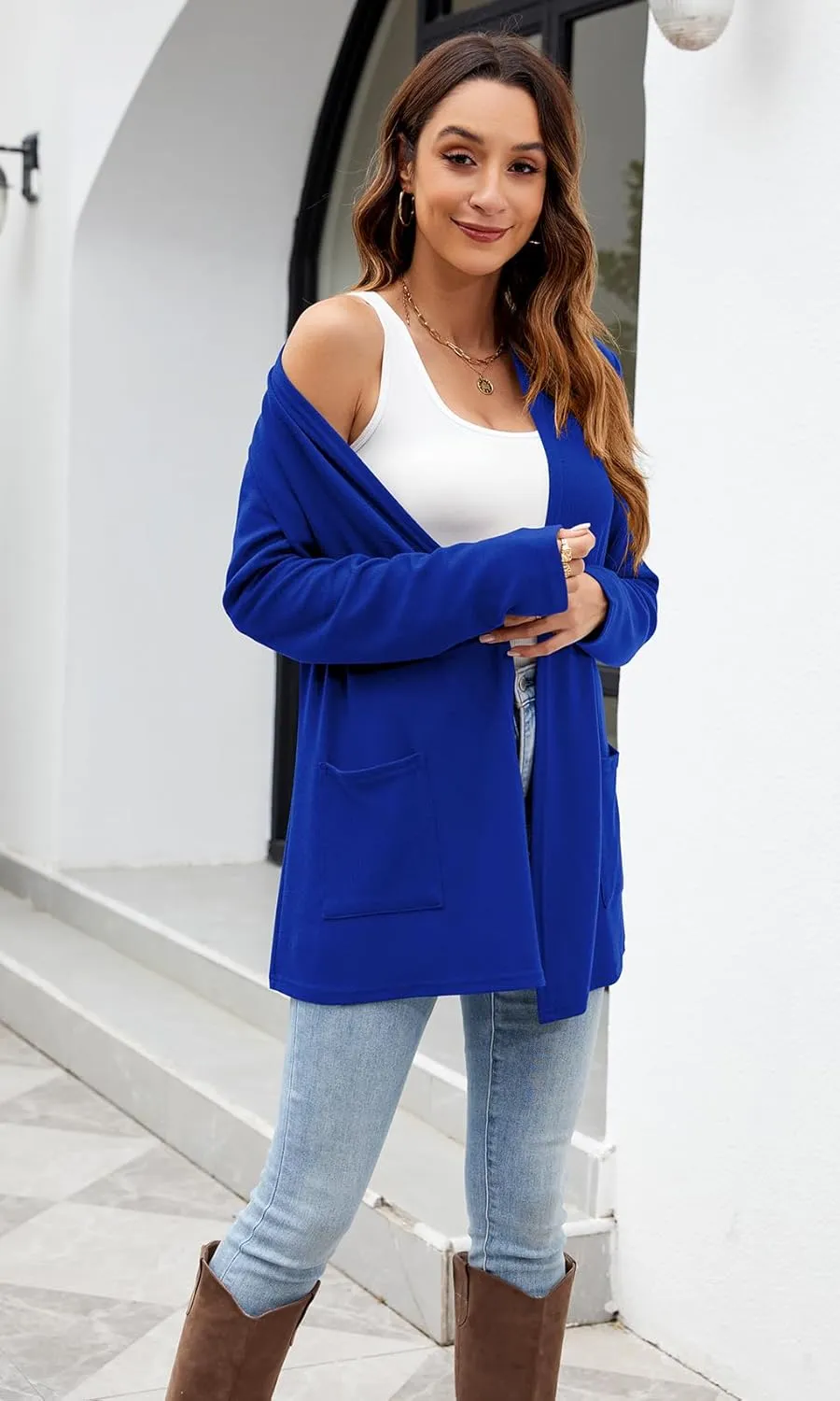 Newchoice Womens Lightweight Long Sleeve Cardigans with Pockets Casual Soft Open Front Sweater Cardigan Duster
