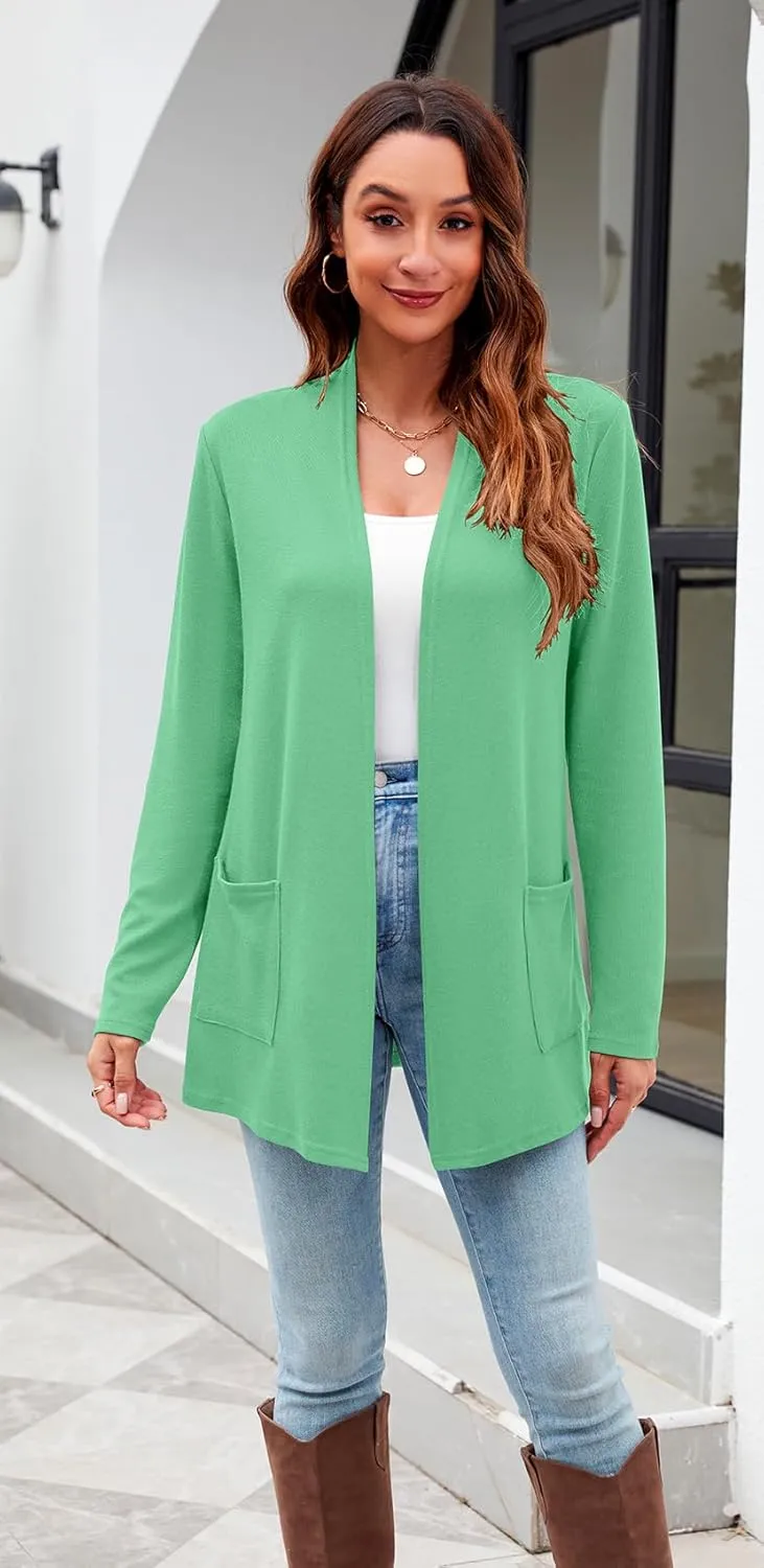 Newchoice Womens Lightweight Long Sleeve Cardigans with Pockets Casual Soft Open Front Sweater Cardigan Duster