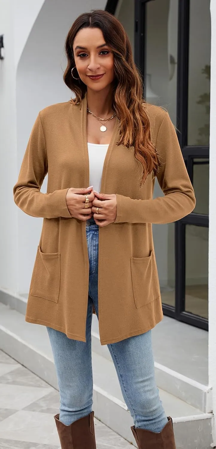 Newchoice Womens Lightweight Long Sleeve Cardigans with Pockets Casual Soft Open Front Sweater Cardigan Duster