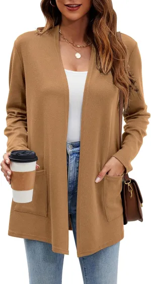 Newchoice Womens Lightweight Long Sleeve Cardigans with Pockets Casual Soft Open Front Sweater Cardigan Duster