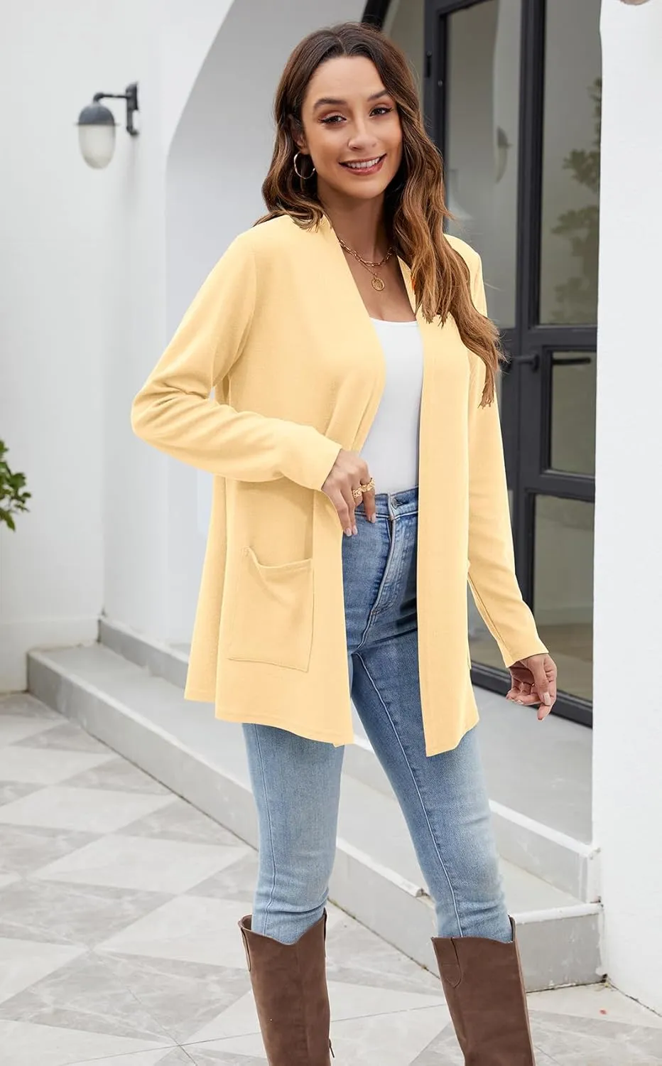 Newchoice Womens Lightweight Long Sleeve Cardigans with Pockets Casual Soft Open Front Sweater Cardigan Duster
