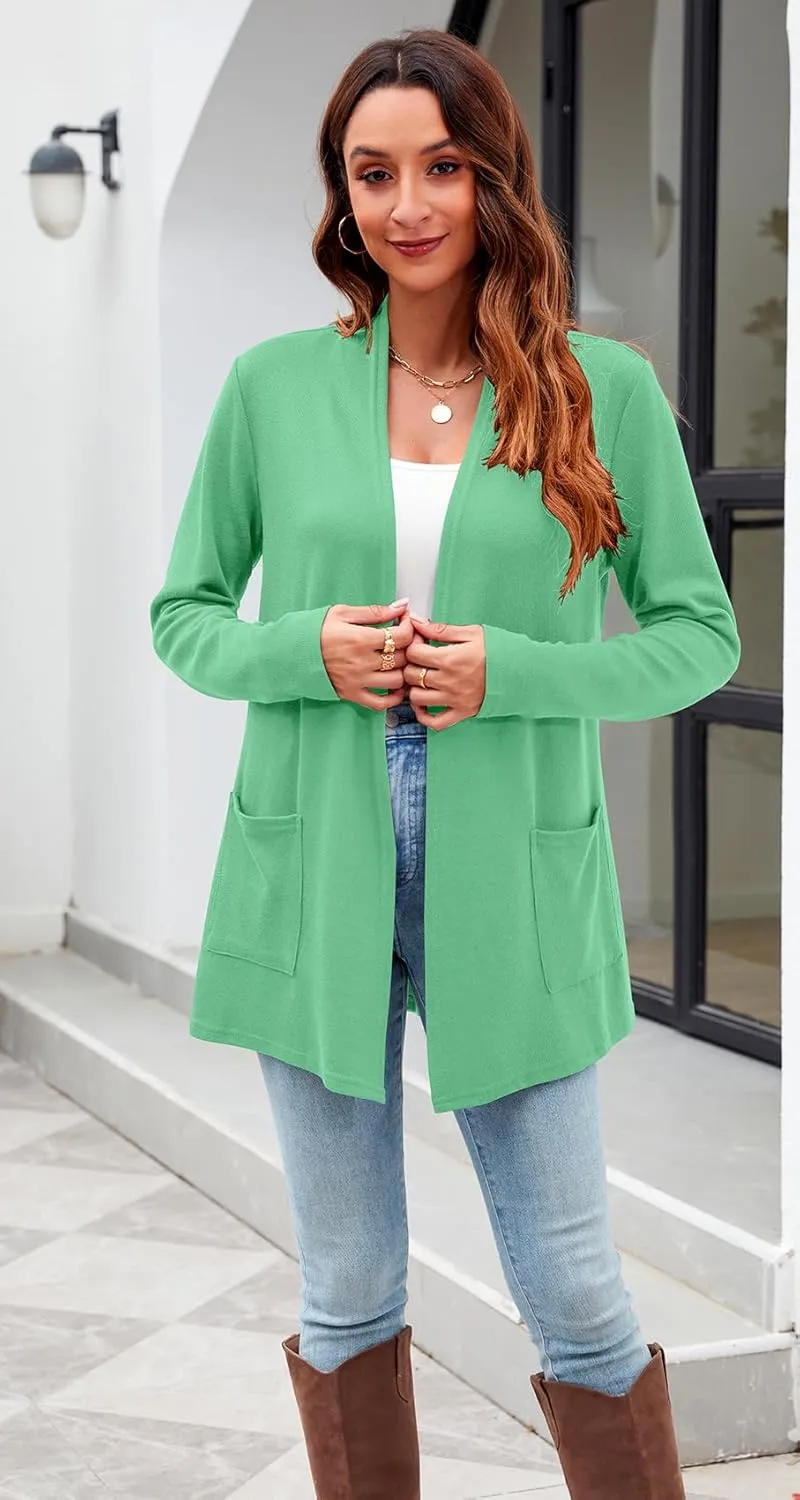 Newchoice Womens Lightweight Long Sleeve Cardigans with Pockets Casual Soft Open Front Sweater Cardigan Duster