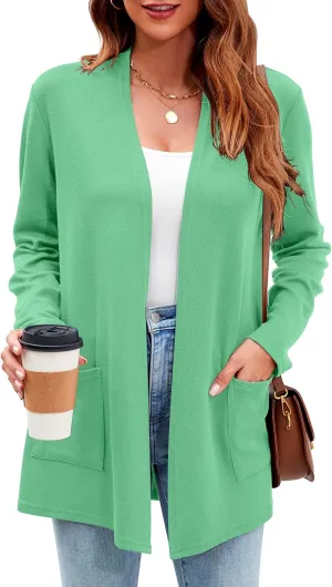 Newchoice Womens Lightweight Long Sleeve Cardigans with Pockets Casual Soft Open Front Sweater Cardigan Duster
