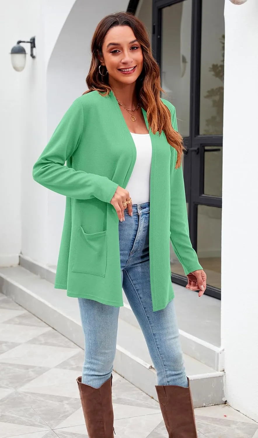 Newchoice Womens Lightweight Long Sleeve Cardigans with Pockets Casual Soft Open Front Sweater Cardigan Duster
