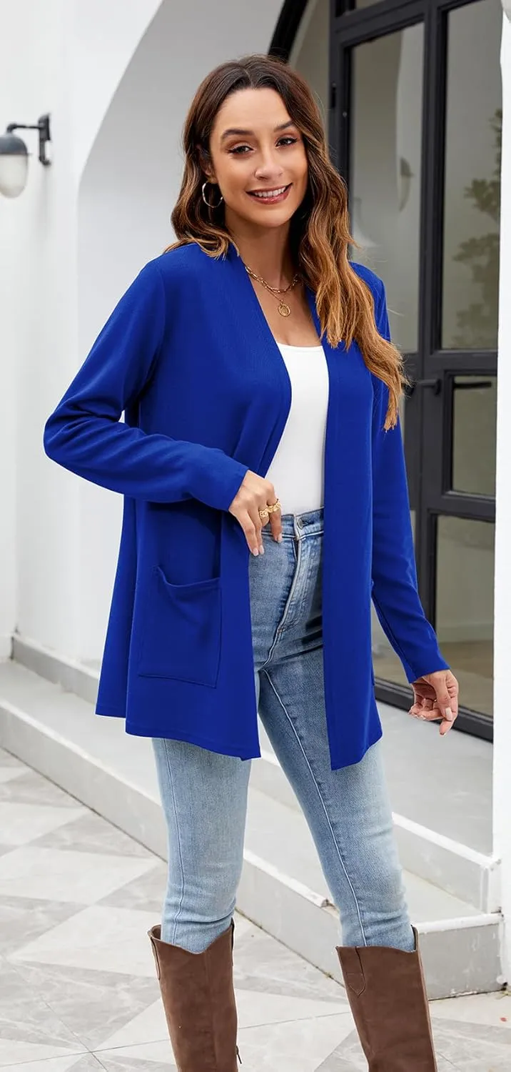 Newchoice Womens Lightweight Long Sleeve Cardigans with Pockets Casual Soft Open Front Sweater Cardigan Duster