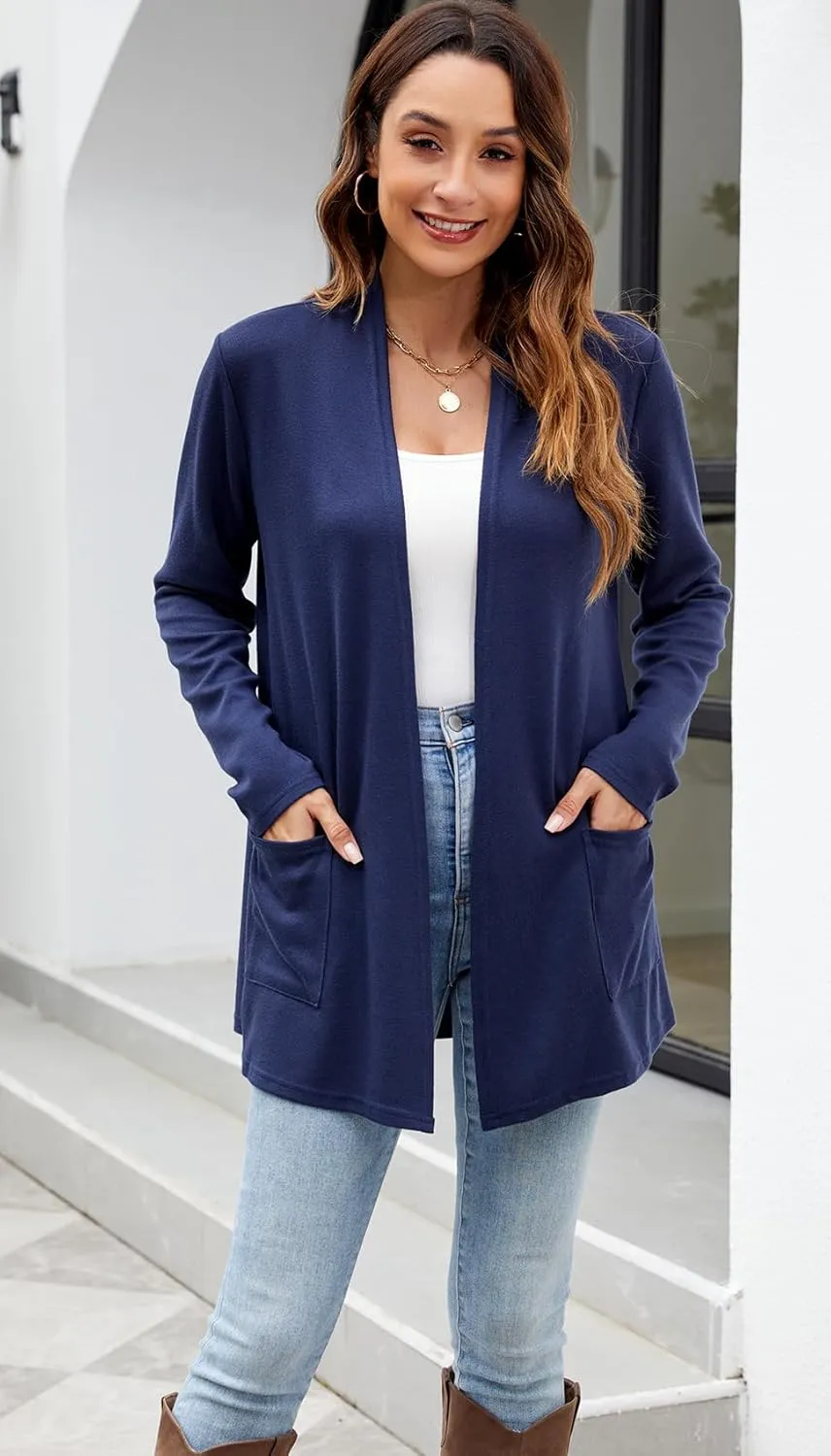 Newchoice Womens Lightweight Long Sleeve Cardigans with Pockets Casual Soft Open Front Sweater Cardigan Duster