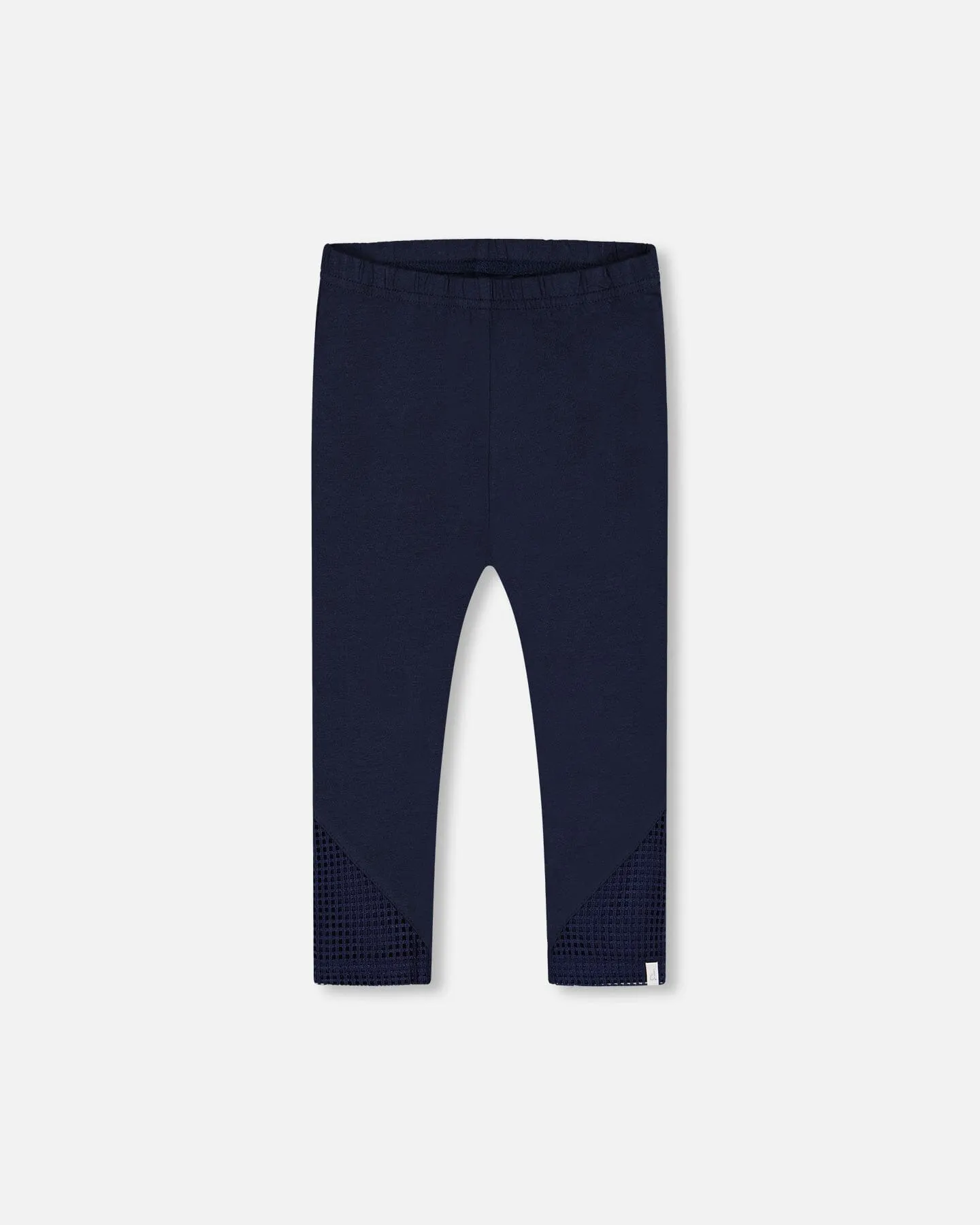 Organic Cotton Capri Leggings With Mesh Navy Blue