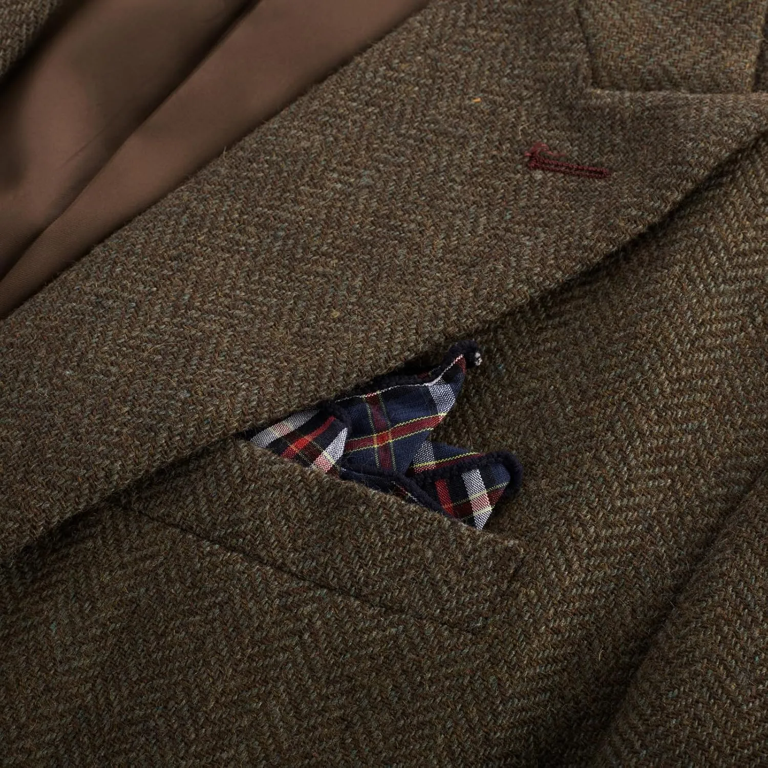 PJ PAUL JONES Mens Blazer Vintage Herringbone Tweed Blazer Two Button Wool Blend Sport Coat with Pocket Square