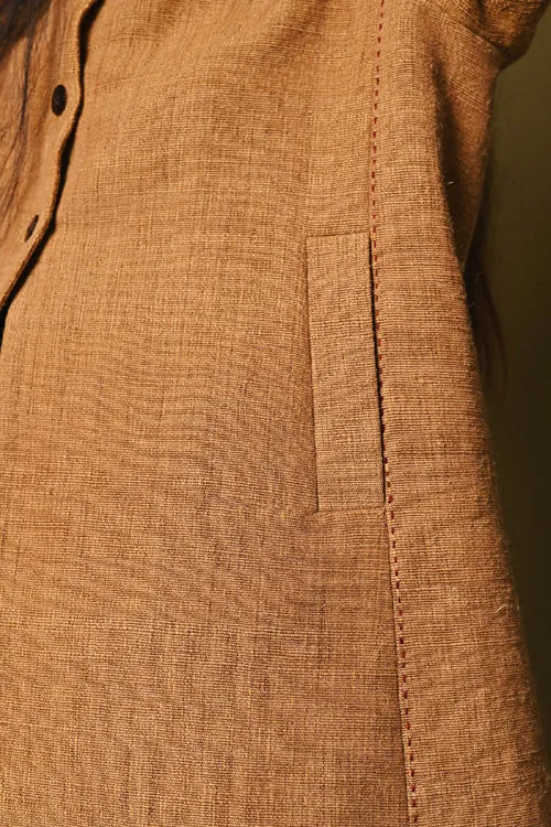 Rangsutra Mustard Handwoven Long Woolen Jacket