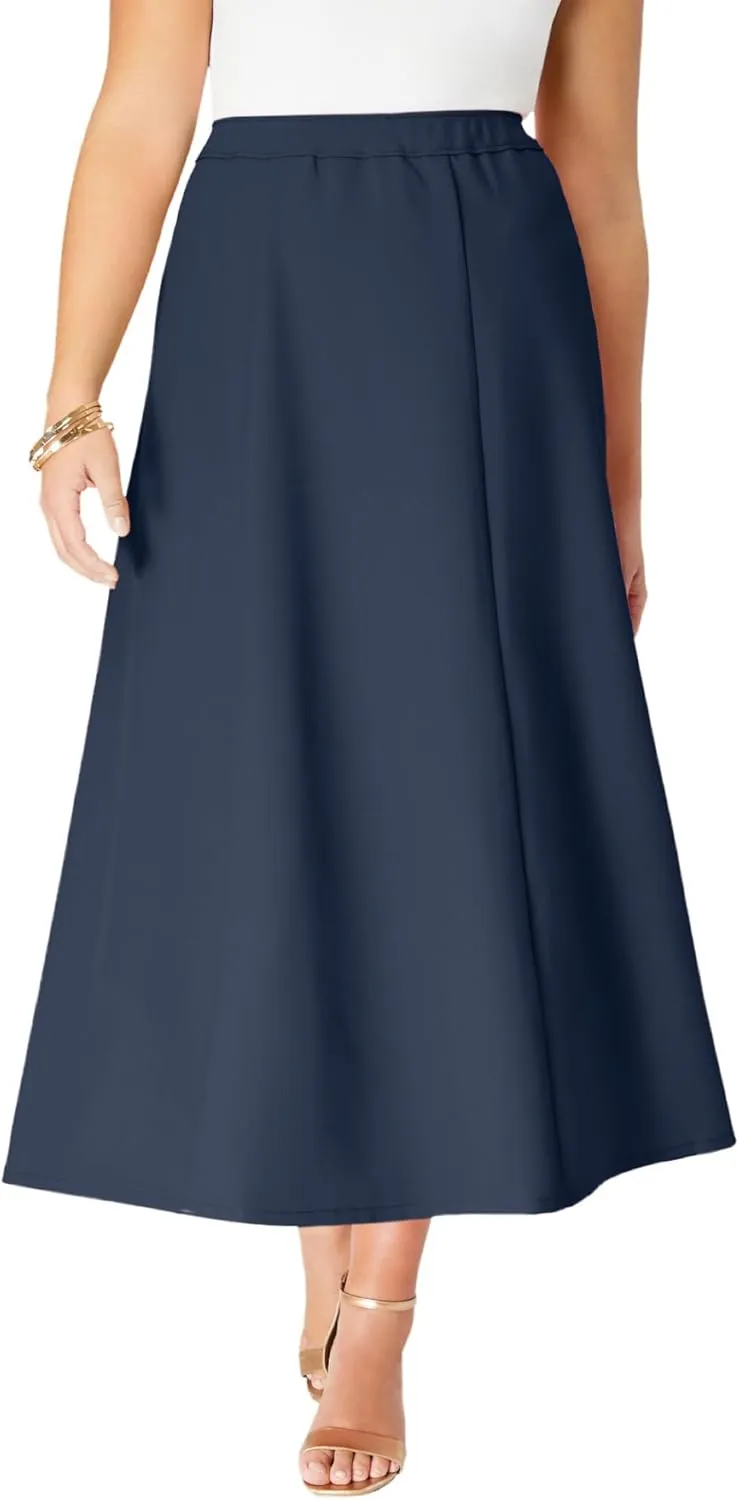Roaman's Women's Plus Size Bend Over A Line Skirt