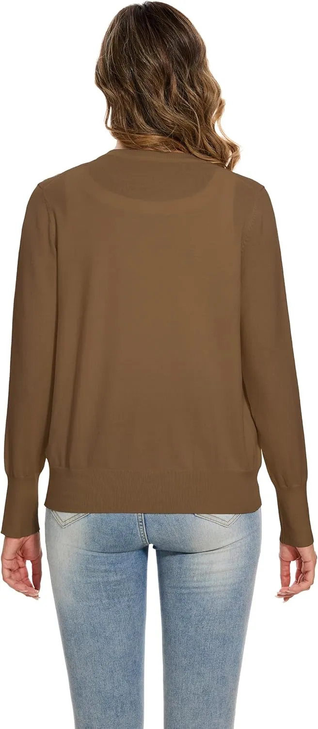 Sixstar Women's Casual Dreesy Cardigan Crew Neck Button Down Long Sleeve Soft Sweaters