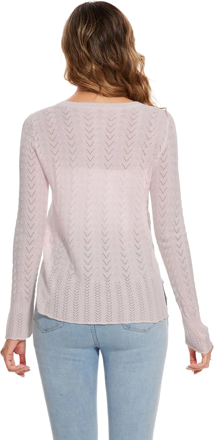 Sixstar Women's Casual Dreesy Cardigan Crew Neck Button Down Long Sleeve Soft Sweaters