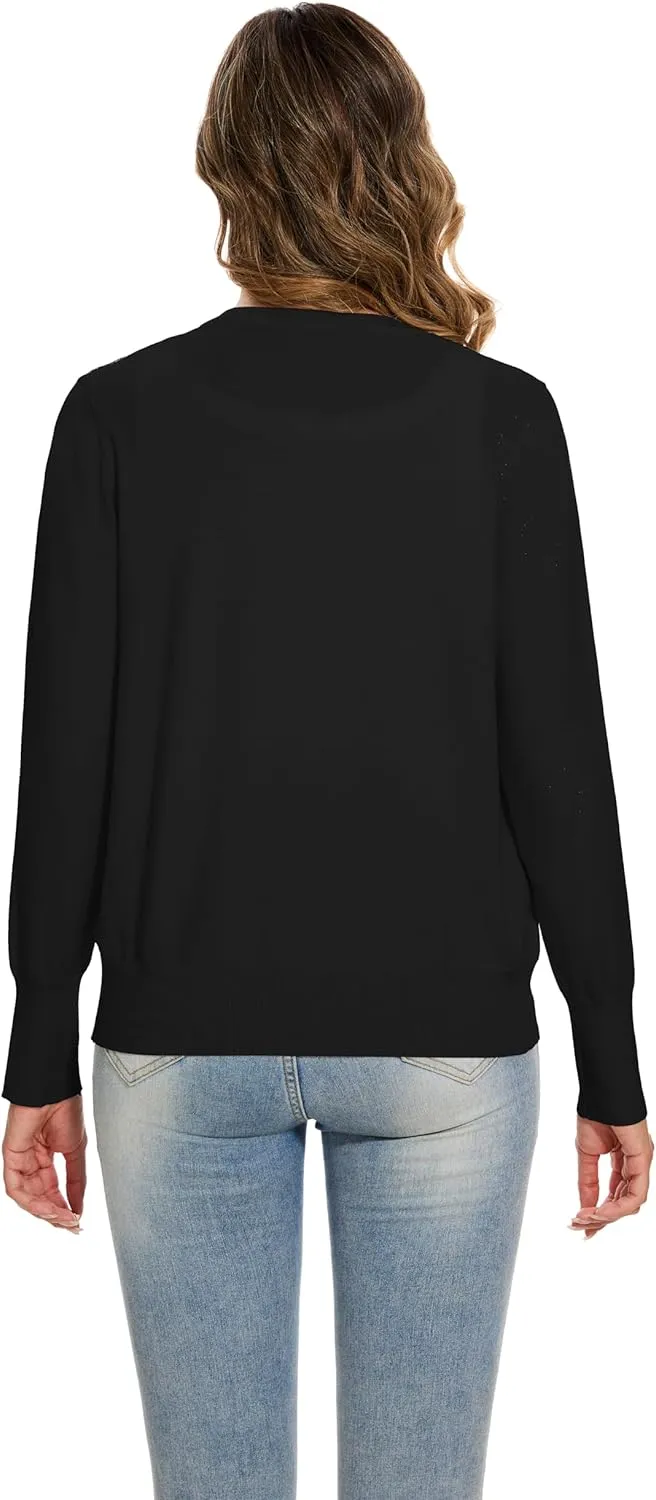 Sixstar Women's Casual Dreesy Cardigan Crew Neck Button Down Long Sleeve Soft Sweaters