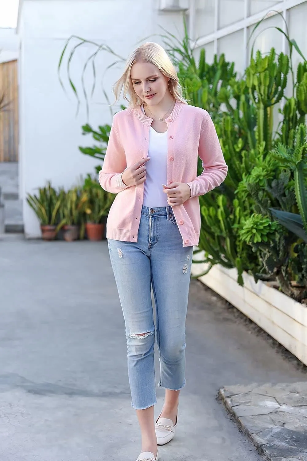 SMILING PINKER Womens Cardigan Sweater Button Down Thick and Soft Mother Grandmother Gift