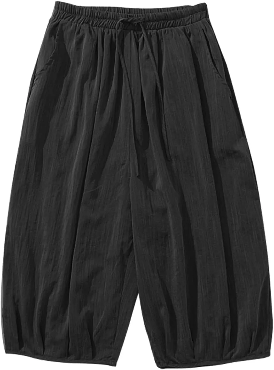 Summer Loose Fit Casual Capri Harem Pants Elastic Waist Wide Leg Baggy Long Shorts Yoga Hippie Slacks Trousers with Pockets