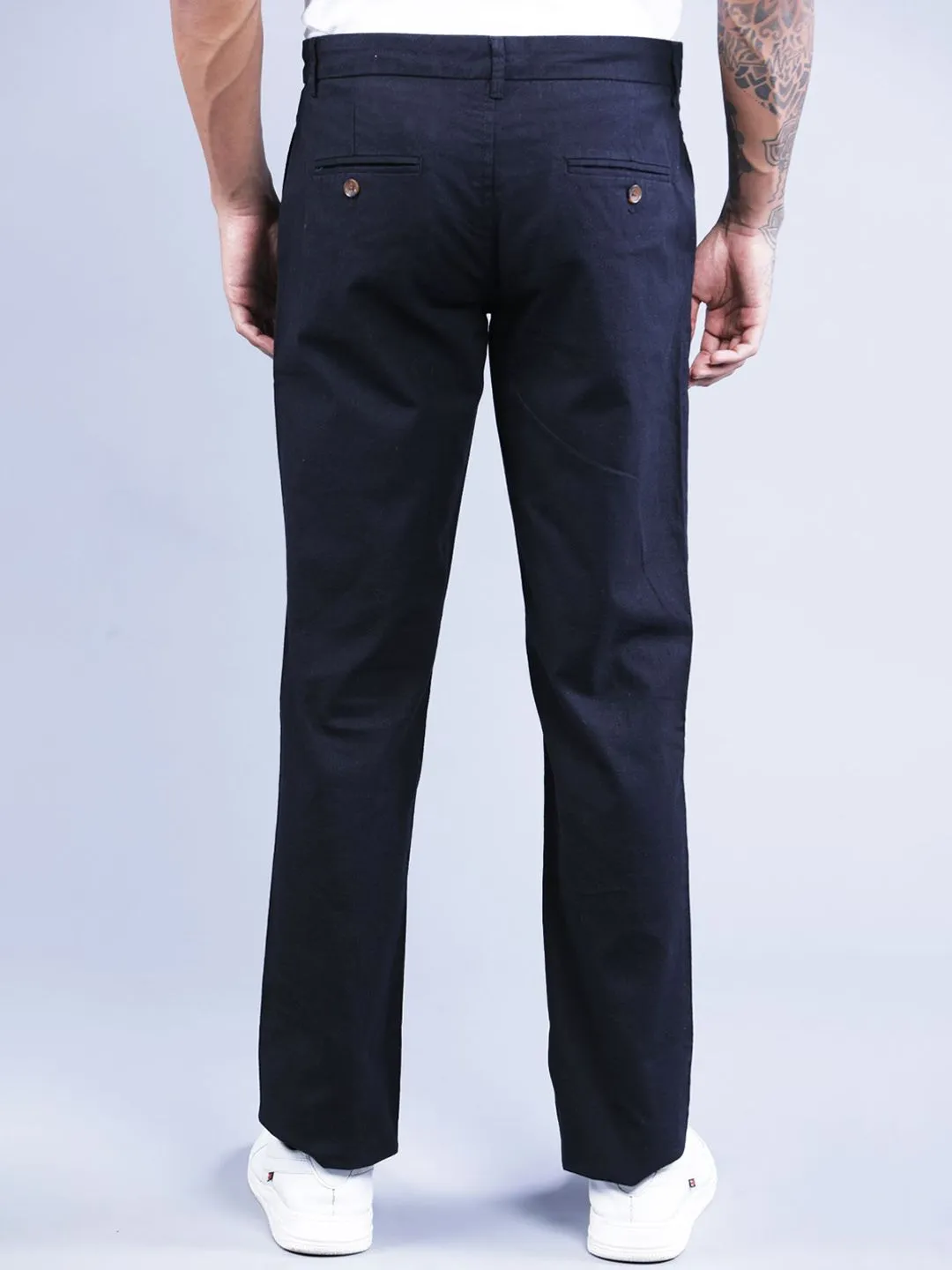 T-Base Men Black Solid Chinos