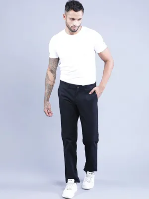 T-Base Men Black Solid Chinos