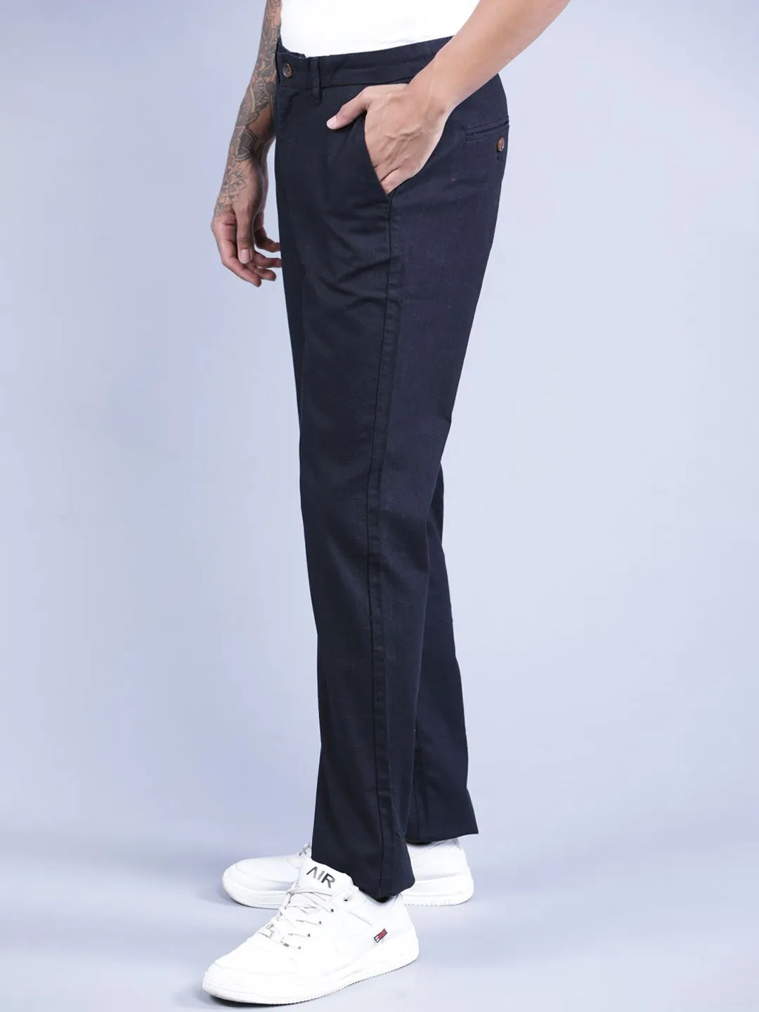 T-Base Men Black Solid Chinos