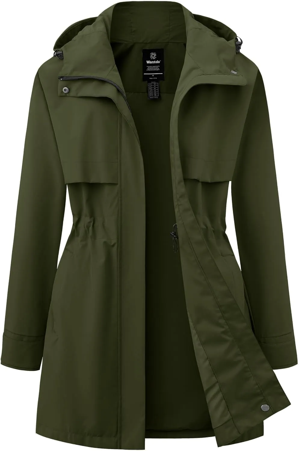 wantdo Women's Lightweight Rain Jackets Waterproof Long Raincoats with Hood Trench Coats Windbreaker