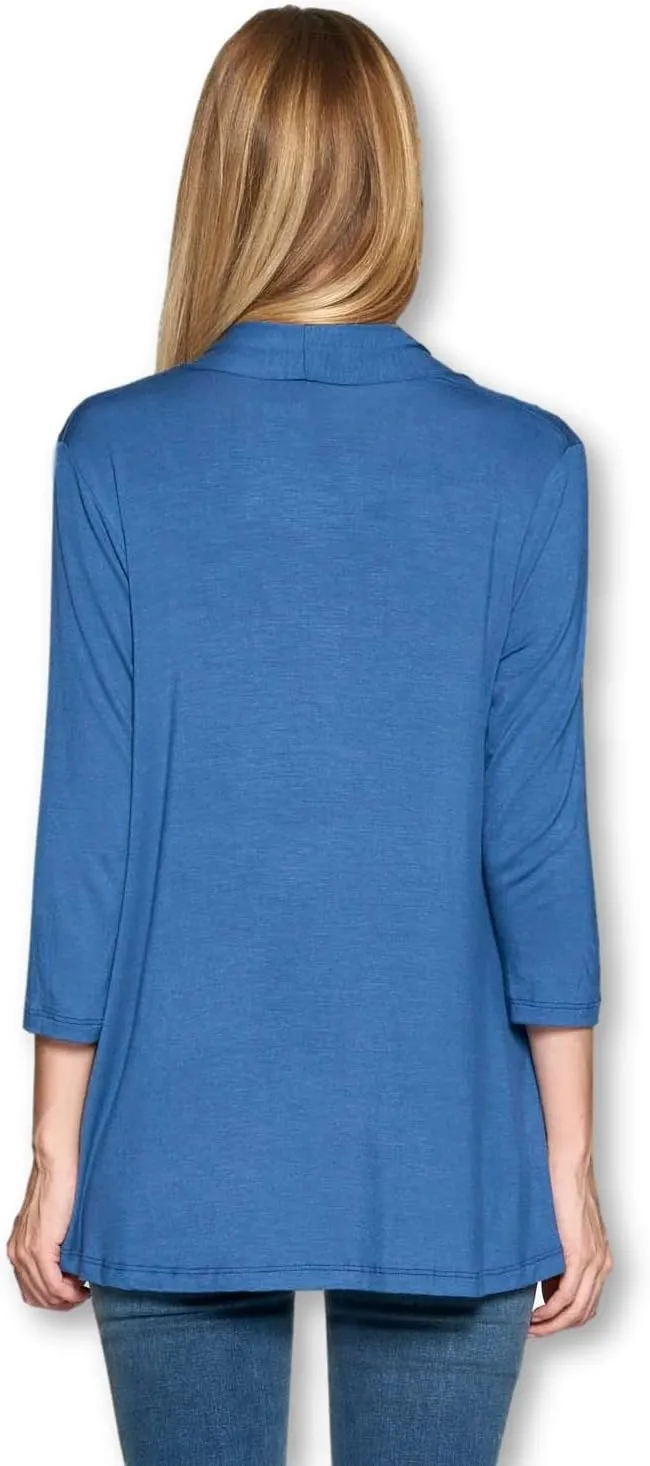 Women's 3/4 Sleeve Extra Soft Open Front Casual Flowy Viscose Made from Bamboo Cardigan