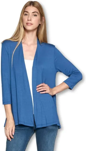 Women's 3/4 Sleeve Extra Soft Open Front Casual Flowy Viscose Made from Bamboo Cardigan