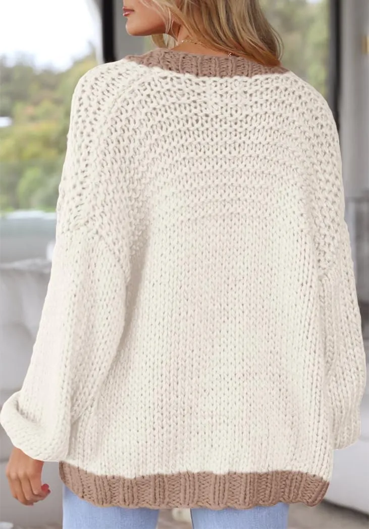 Women's Cardigan Soft Pocketed Long Sleeves Casual Knitted Open Front Cardigans Lightweight Sweaters