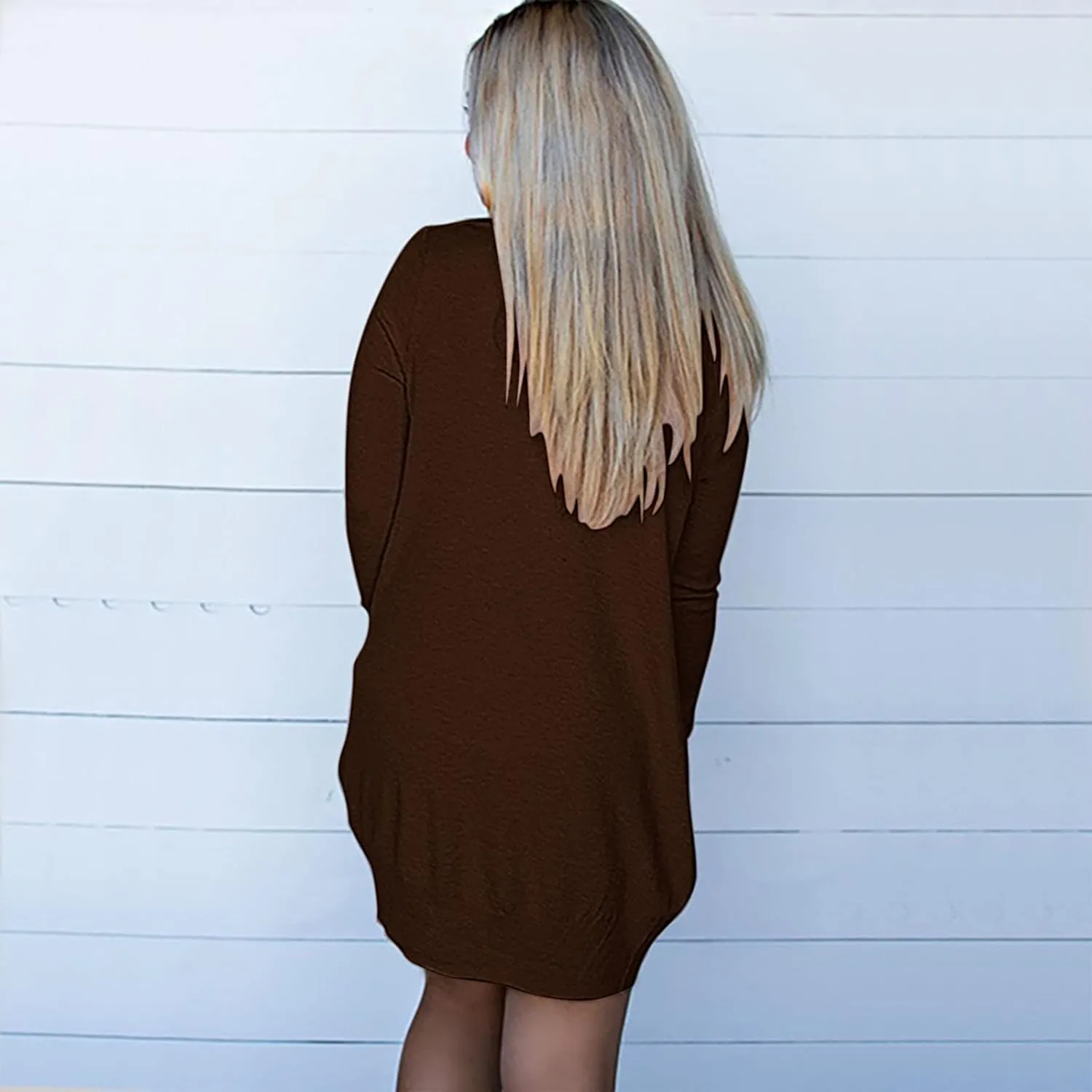 Womens Casual Lightweight Long Sleeve Cardigan Soft Drape Open Front Fall Dusters Sweaters Outwear Coat with Pockets