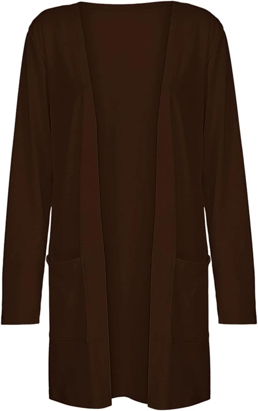 Womens Casual Lightweight Long Sleeve Cardigan Soft Drape Open Front Fall Dusters Sweaters Outwear Coat with Pockets