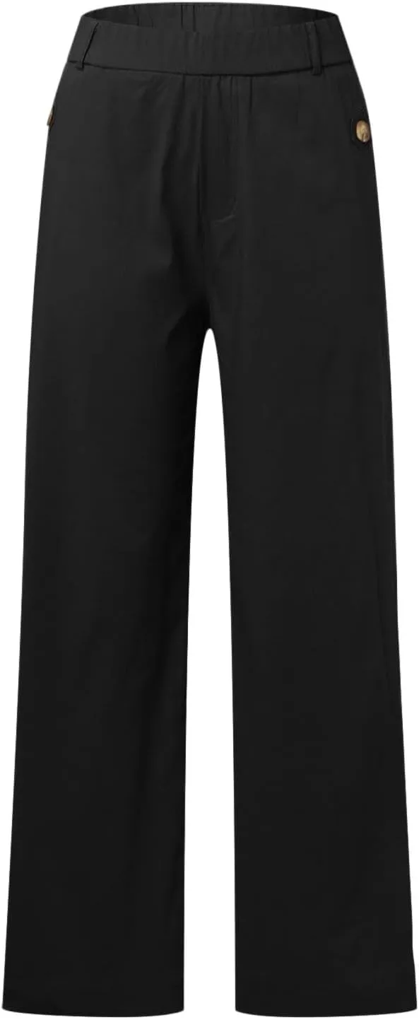 Womens Cotton Linen Summer Breathable Pant Trousers Low Waist Wide Leg Slim Fit Pants Vacation
