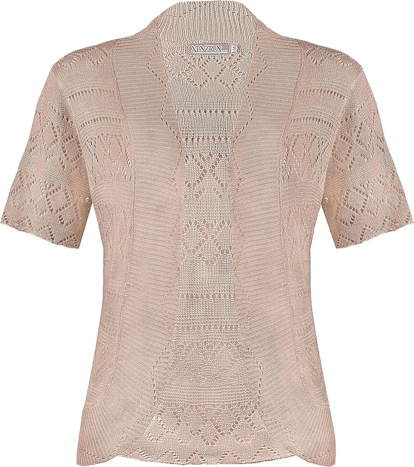 Women's Elegant Short Sleeve Shrug Lightweight Soft Hollow Out Knit Open Front Cardigan
