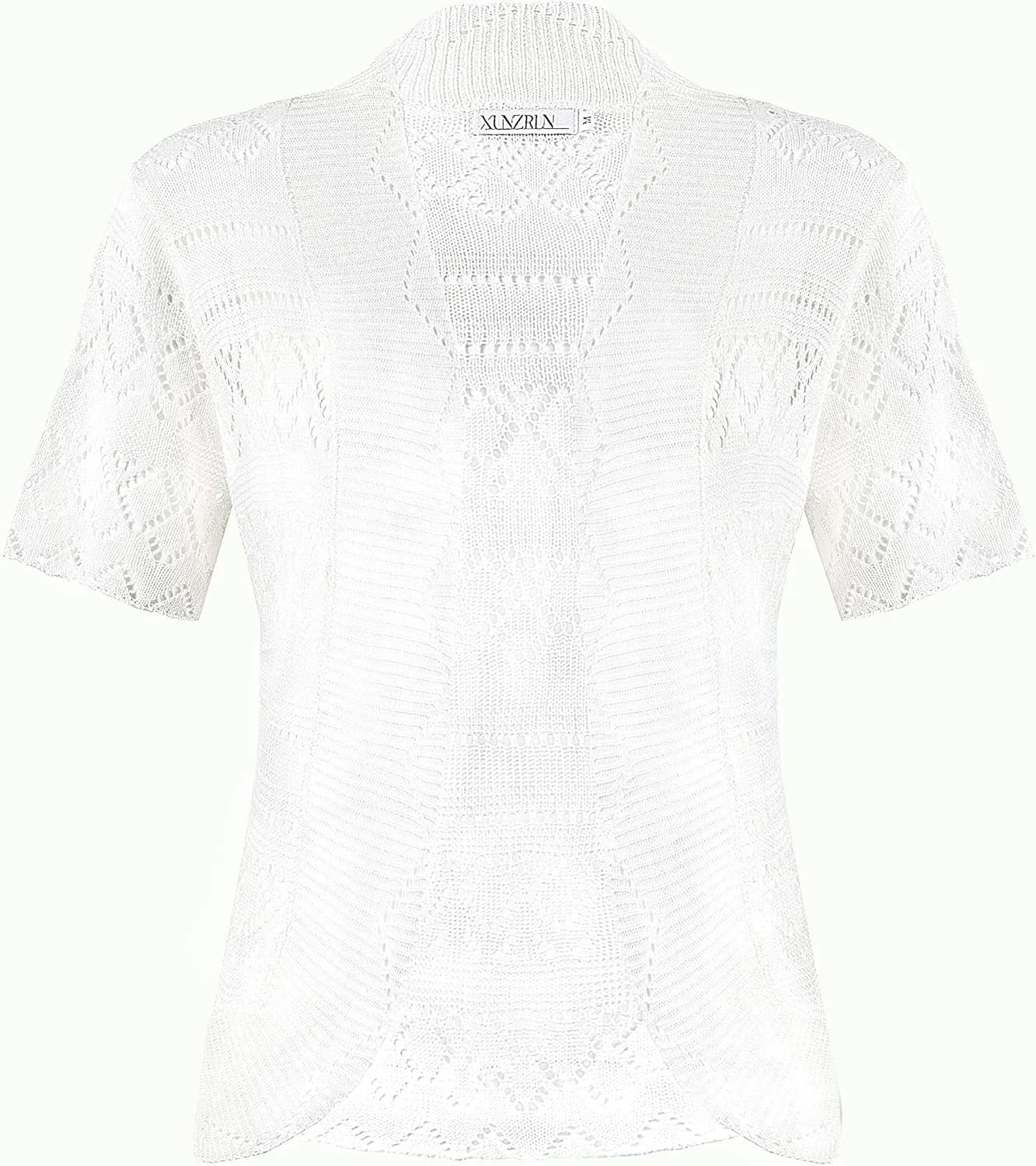 Women's Elegant Short Sleeve Shrug Lightweight Soft Hollow Out Knit Open Front Cardigan