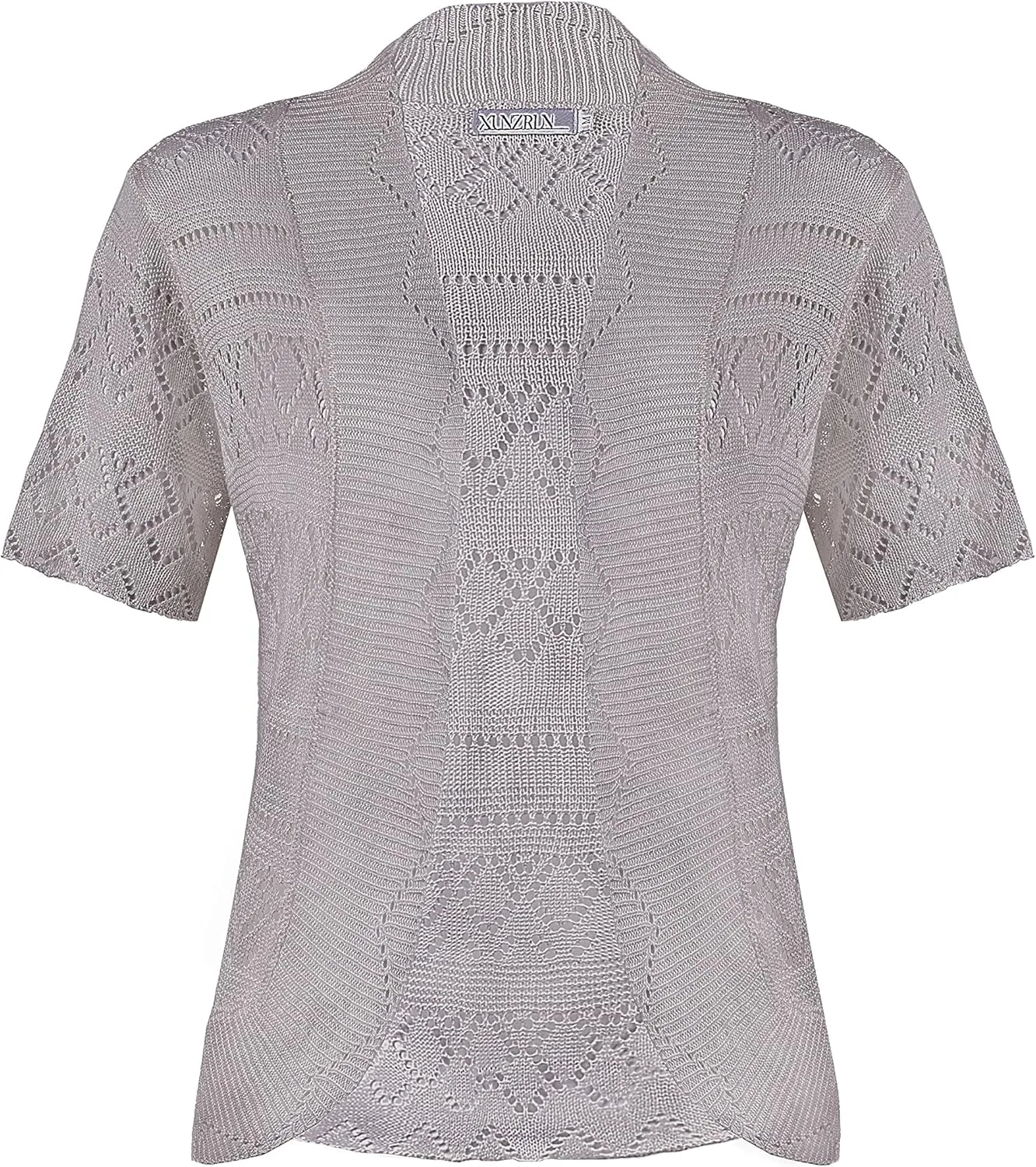 Women's Elegant Short Sleeve Shrug Lightweight Soft Hollow Out Knit Open Front Cardigan