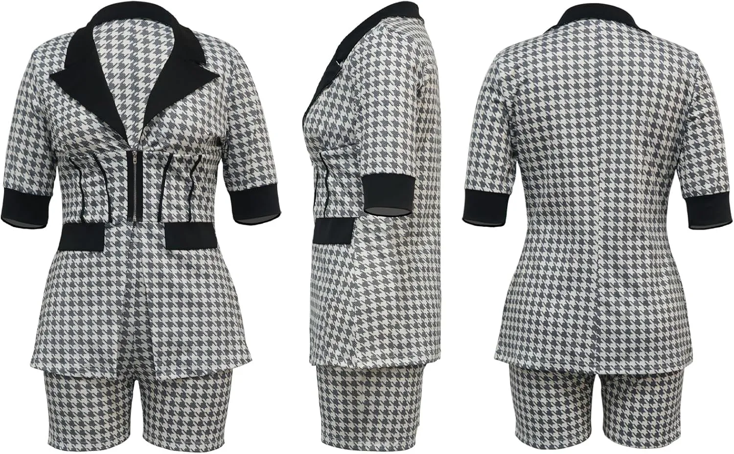 Womens Fashion 2 Piece Outfits Summer Business Casual Short Sleeve Blazer and Shorts Set