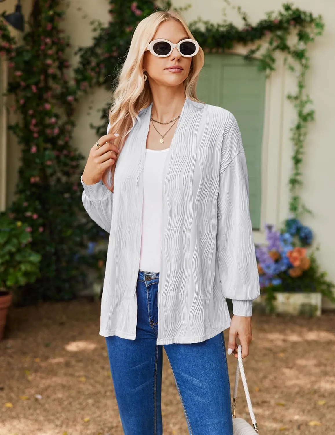 Women'S Open Front Cardigan Lightweight Long Sleeve Soft Drape Cardigan Casual Outwear Spring Summer Outfits Jackets