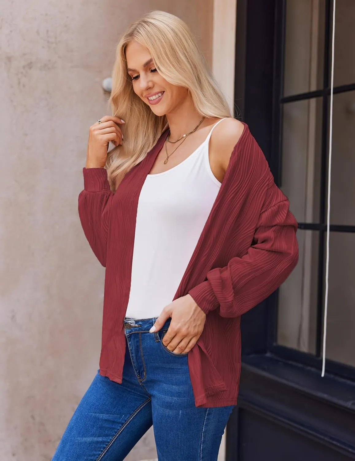Women'S Open Front Cardigan Lightweight Long Sleeve Soft Drape Cardigan Casual Outwear Spring Summer Outfits Jackets