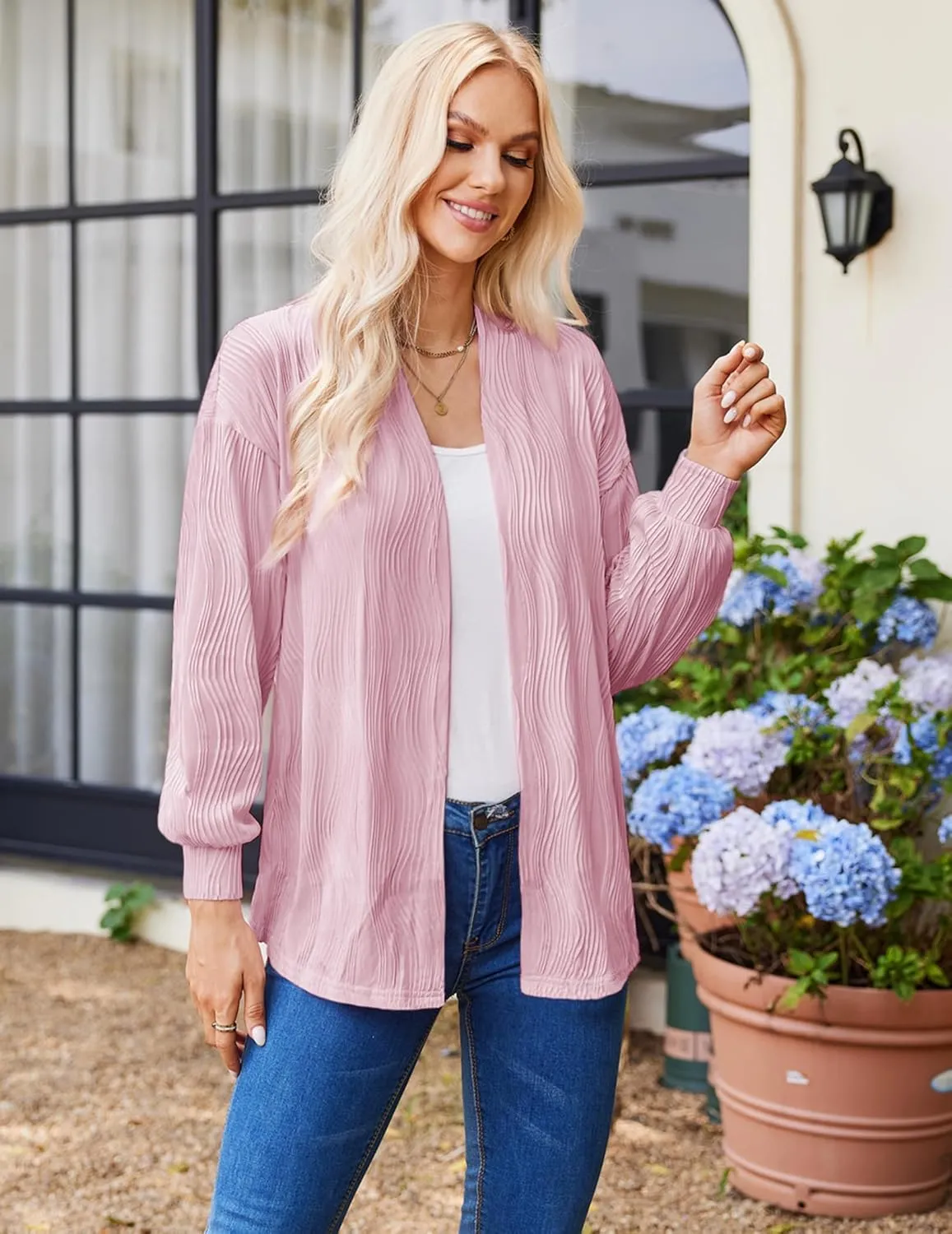 Women'S Open Front Cardigan Lightweight Long Sleeve Soft Drape Cardigan Casual Outwear Spring Summer Outfits Jackets