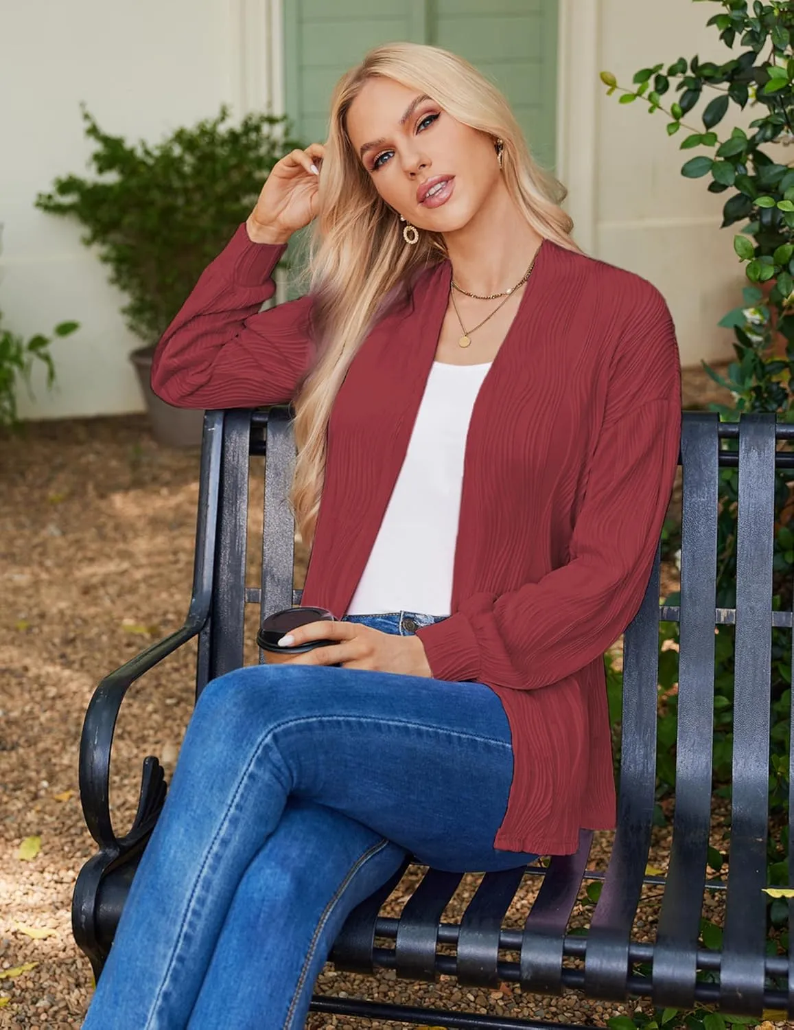Women'S Open Front Cardigan Lightweight Long Sleeve Soft Drape Cardigan Casual Outwear Spring Summer Outfits Jackets