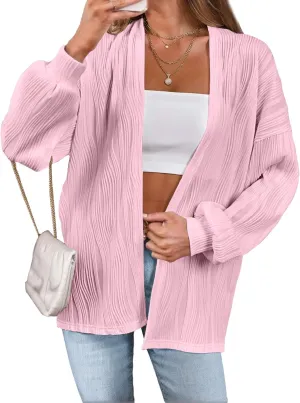 Women'S Open Front Cardigan Lightweight Long Sleeve Soft Drape Cardigan Casual Outwear Spring Summer Outfits Jackets