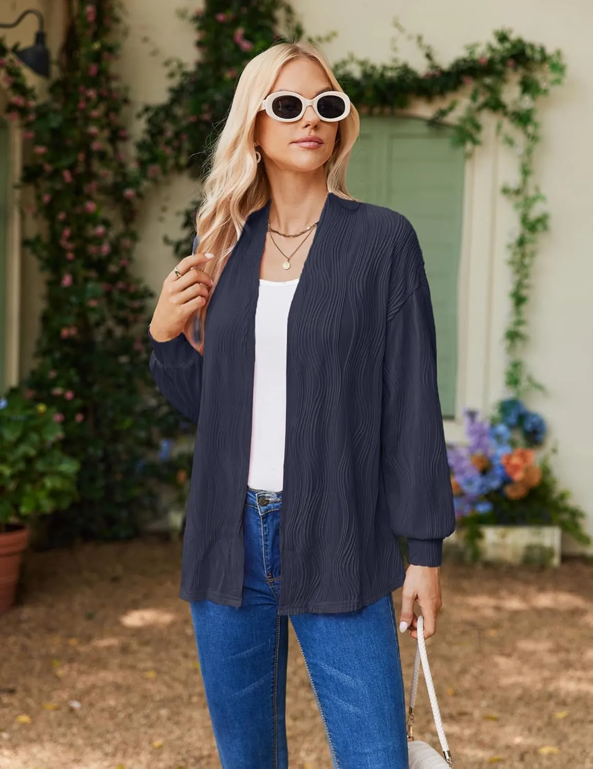 Women'S Open Front Cardigan Lightweight Long Sleeve Soft Drape Cardigan Casual Outwear Spring Summer Outfits Jackets