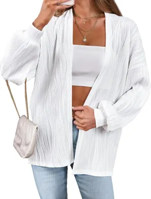 Women'S Open Front Cardigan Lightweight Long Sleeve Soft Drape Cardigan Casual Outwear Spring Summer Outfits Jackets