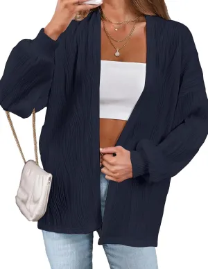 Women'S Open Front Cardigan Lightweight Long Sleeve Soft Drape Cardigan Casual Outwear Spring Summer Outfits Jackets
